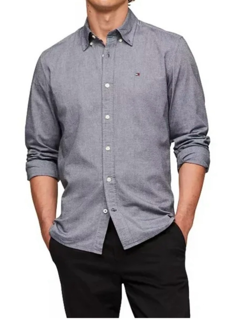 Tommy Hilfiger Heather Gray Button-Down Shirt